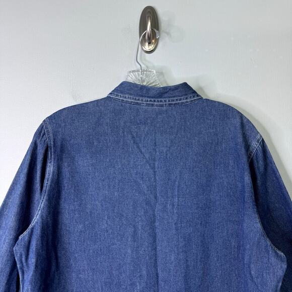 Cabin Creek Autumn Fall Harvest Pumpkin Embroidered Denim Button Up Shirt Sz PL - Picture 9 of 10